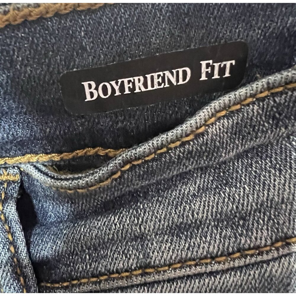 Judy Blue Women 1/25 Boyfriend Jeans Blue Relaxed Distressed Stretch Zipper - Picture 5 of 13